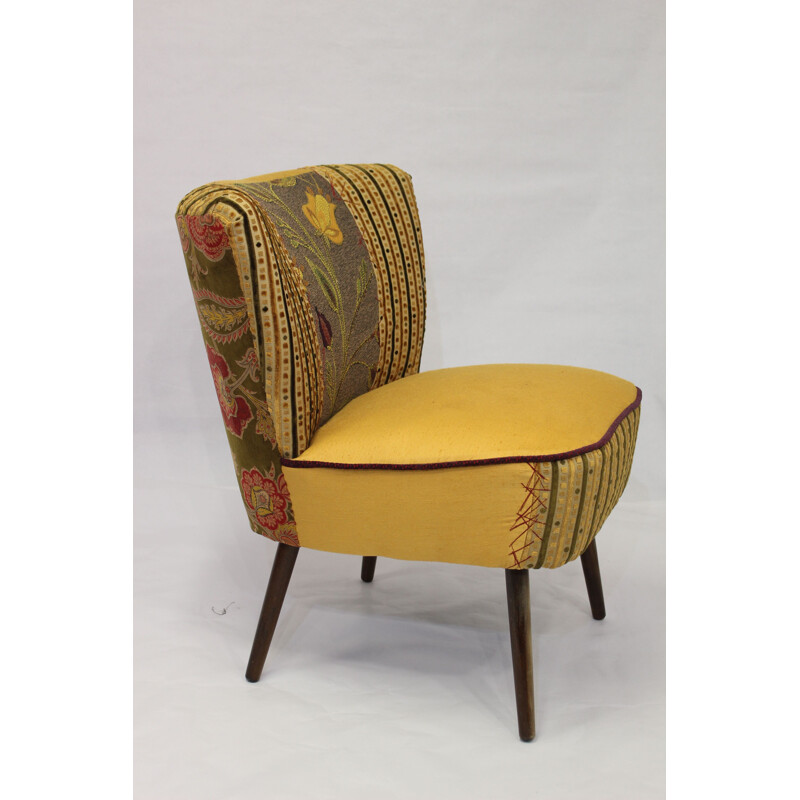 Vintage yellow french chair reupholstered in Lelièvre fabric