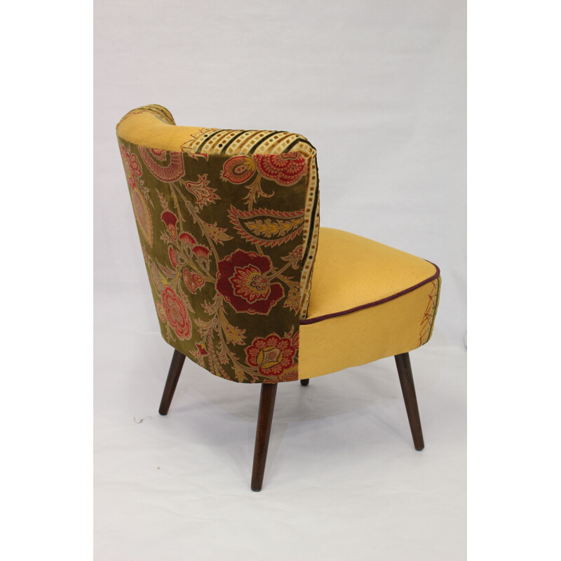 Vintage yellow french chair reupholstered in Lelièvre fabric