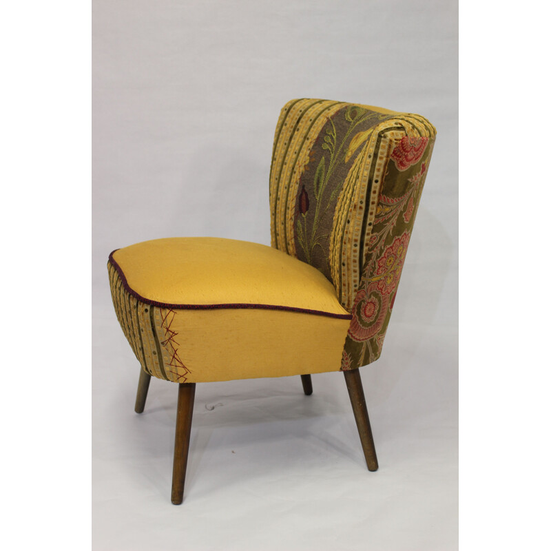 Vintage yellow french chair reupholstered in Lelièvre fabric