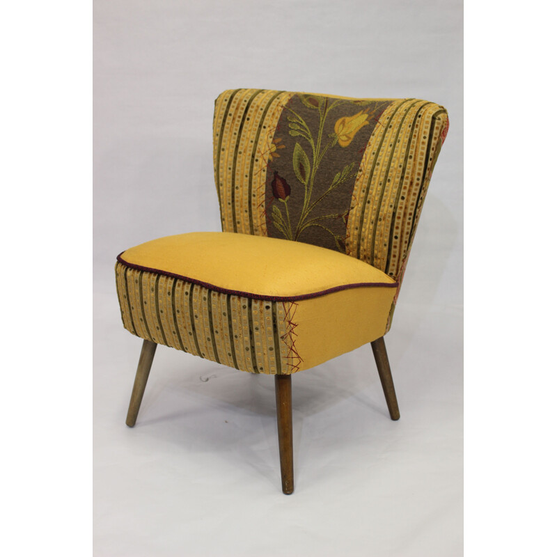 Vintage yellow french chair reupholstered in Lelièvre fabric