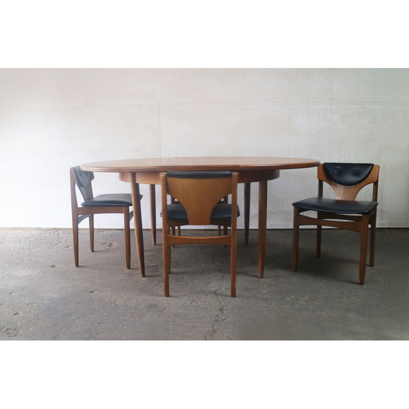 Vintage G Plan extending dining table and 4 low back dining chairs