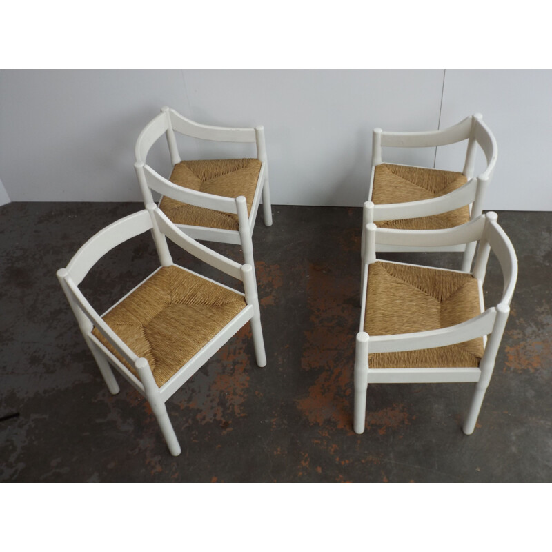 Vintage set of 4 vintage Carimate chairs by Vico Magistretti for Cassina