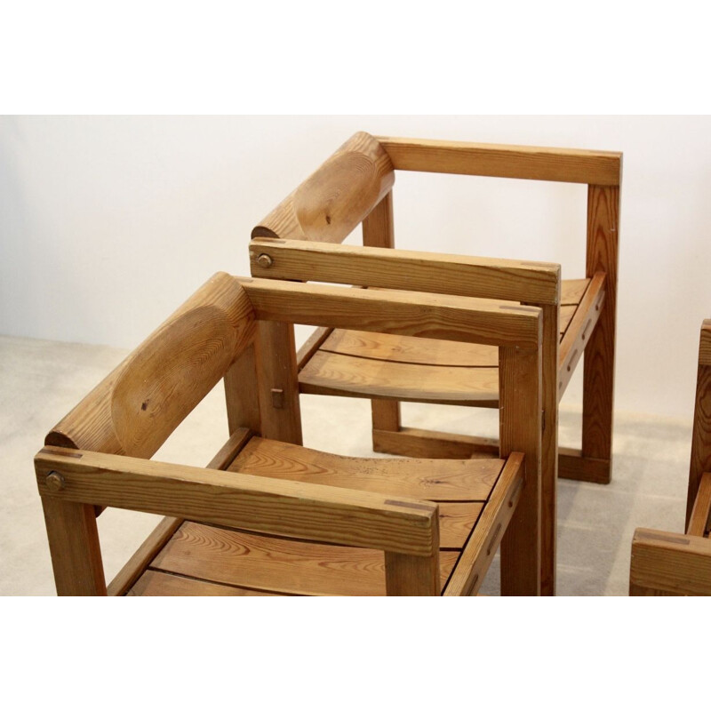 Suite de 4 chaises à repas vintage en pin par Edvin Helseth pour Trybo Norvège