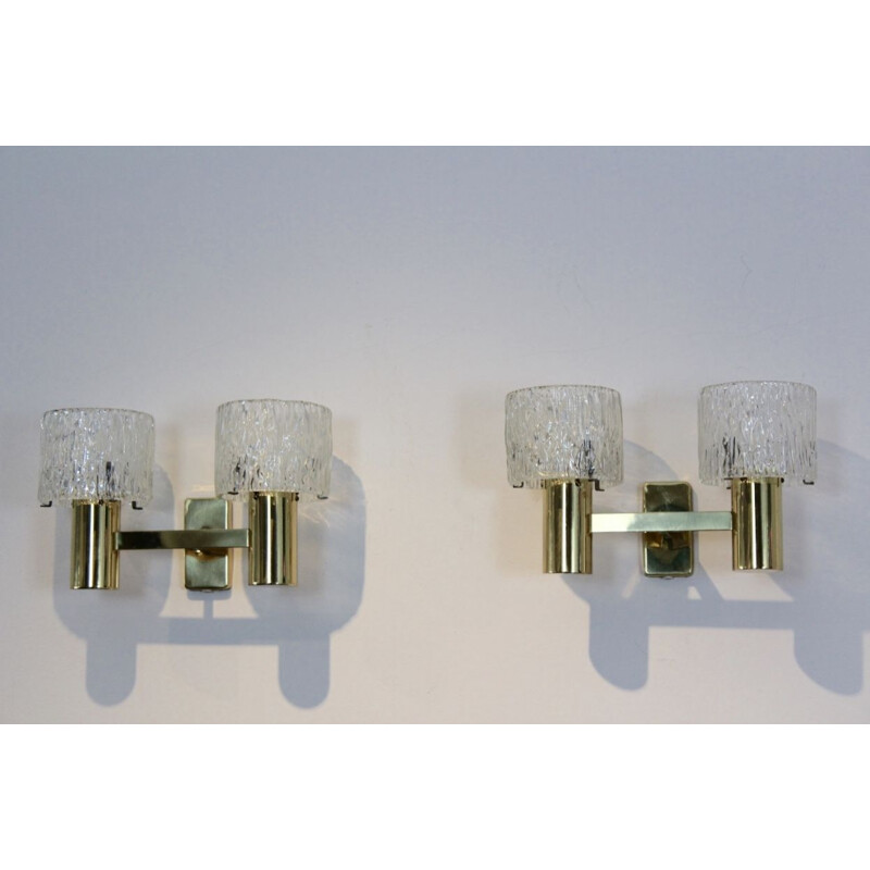 Pair of vintage brass sconces, France 1970