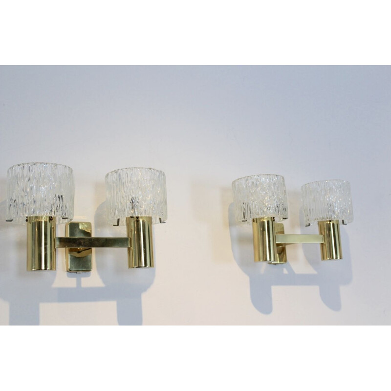 Pair of vintage brass sconces, France 1970