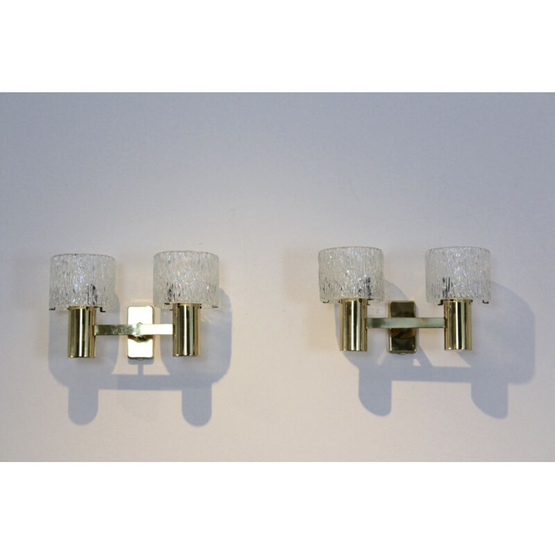 Pair of vintage brass sconces, France 1970