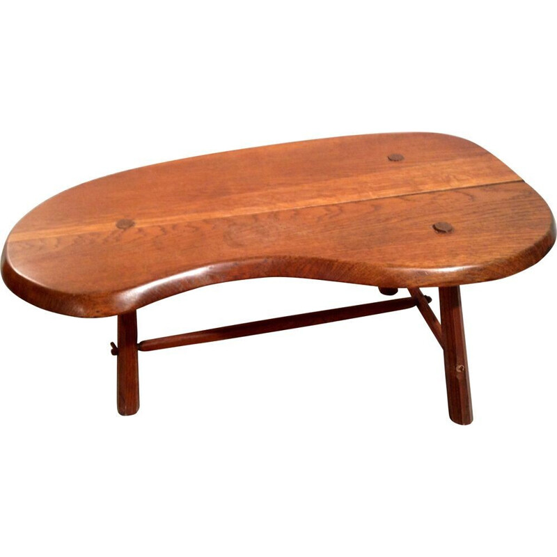 Coffee table with 3 legs in oakwood - 1960s