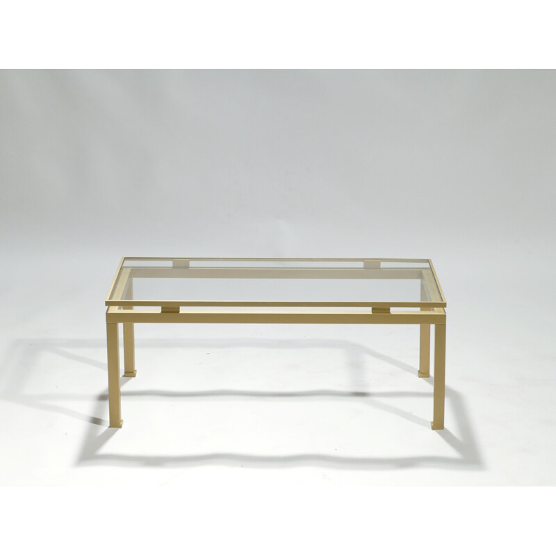 Table basse vintage en laiton par Guy Lefevre pour Maison - 1970