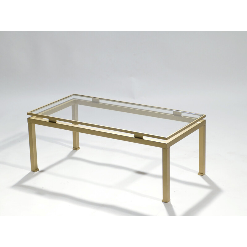 Vintage coffee table in brass by Guy Lefevre for Maison Jansen - 1970s