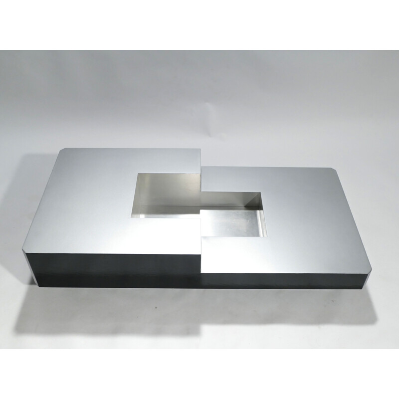 Set of 2 coffee tables in stainless steel 1970s