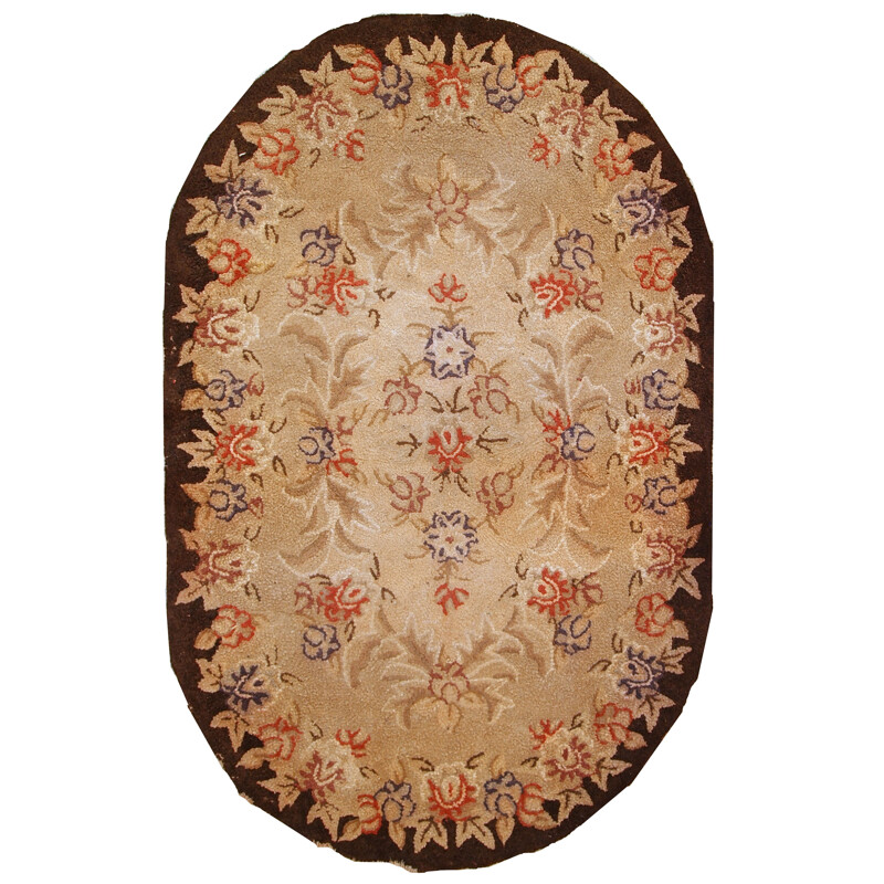 Vintage american handmade beige rug - 1930