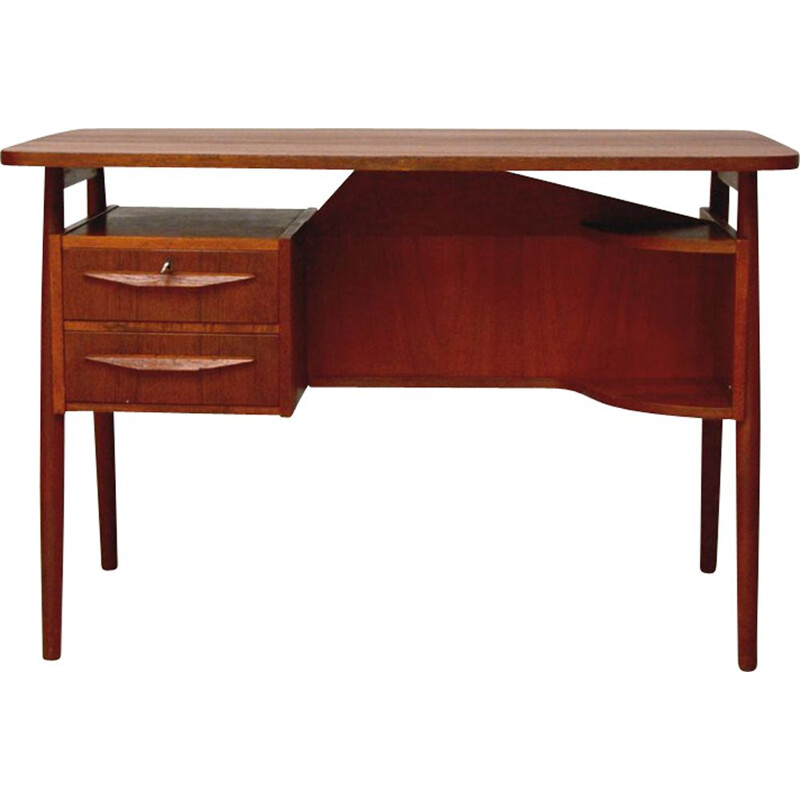 Vintage Danish office desk in teak by Tibergaard