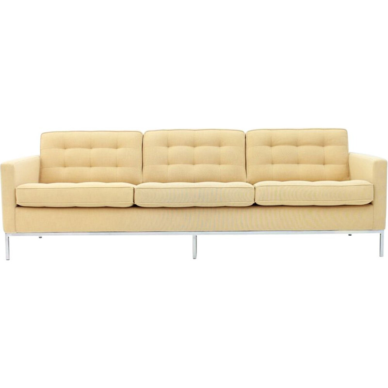 Vintage yellow 3-seater sofa by Florence Knoll for Knoll International