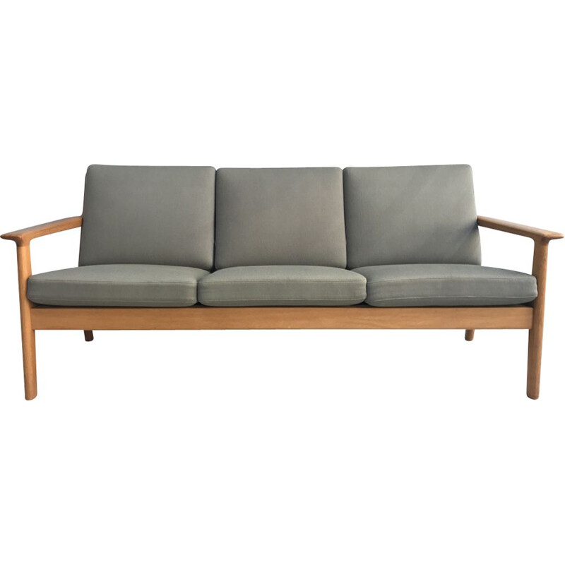 Vintage green 3-seater sofa by Hans Wegner