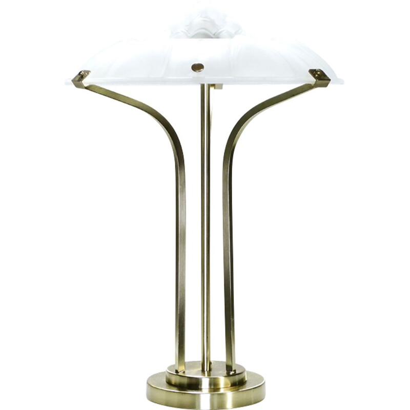 Vintage table lamp in brass and blown glass