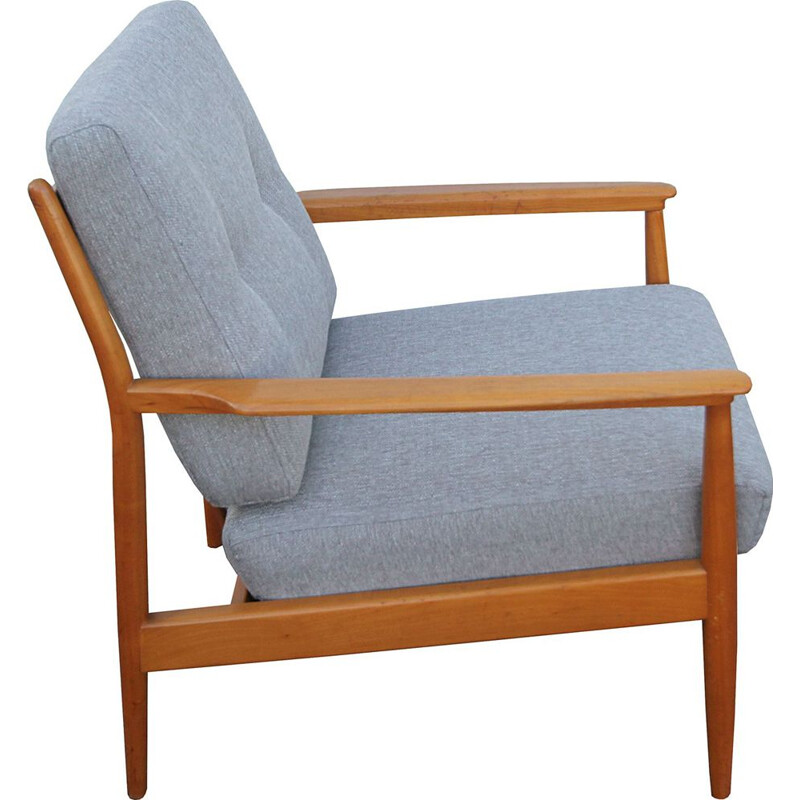 Vintage grey armchair in cherrywood