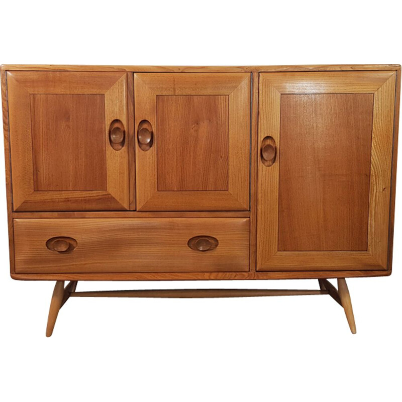 Vintage Elm Sideboard with Beech Legs by Lucian Ercolani for Ercol