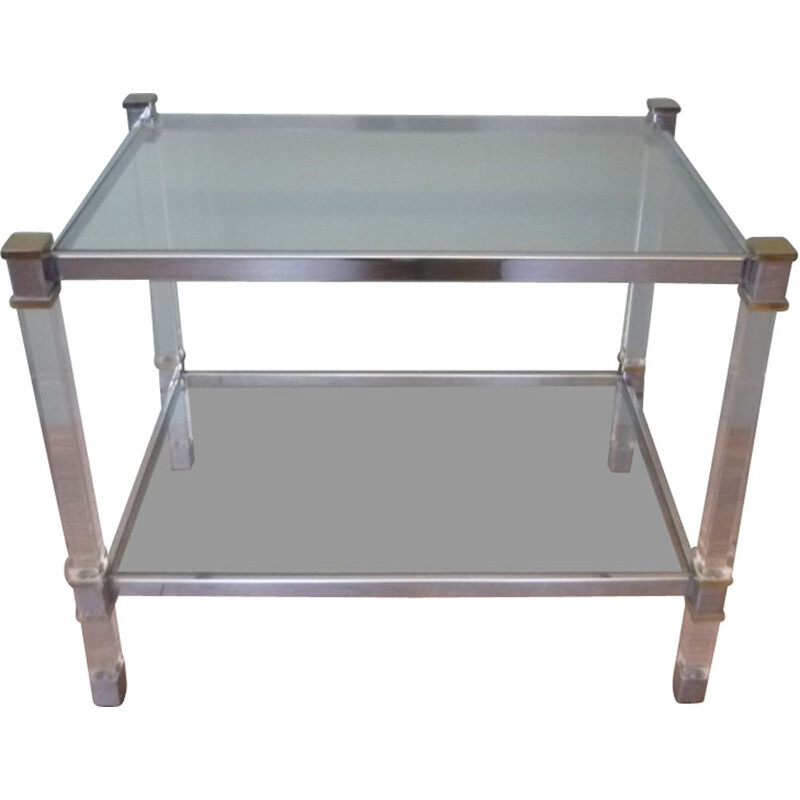 Vintage plexiglas glazen en metalen salontafel, 1960