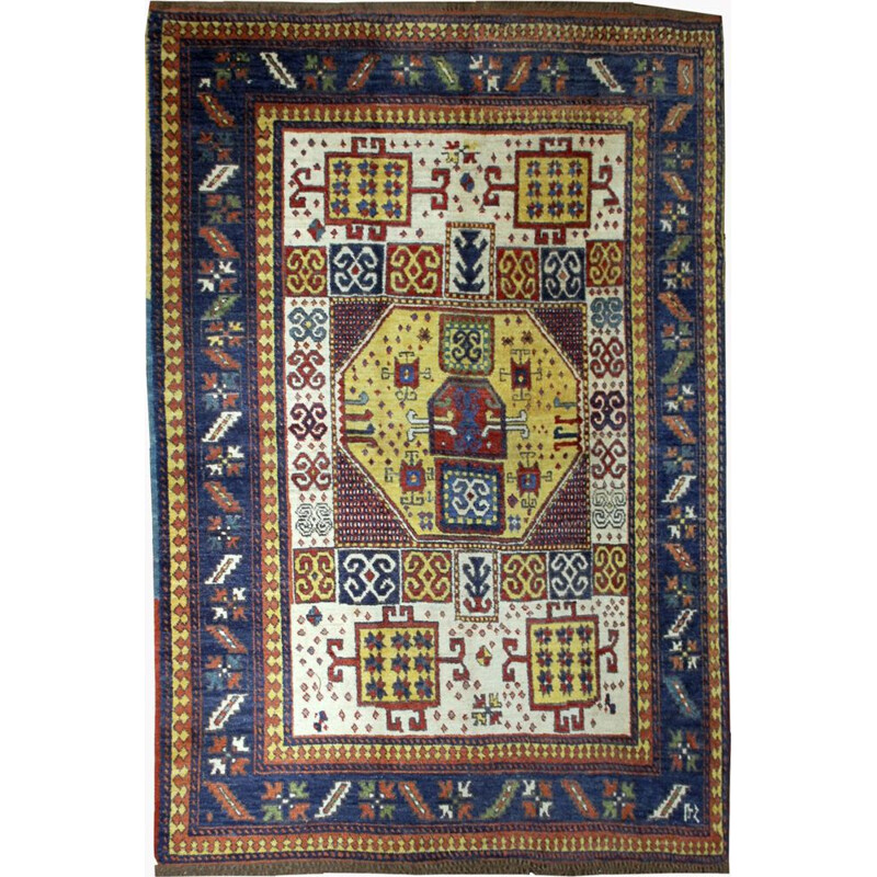 Handmade antique Caucasian Kazak Karachov rug 