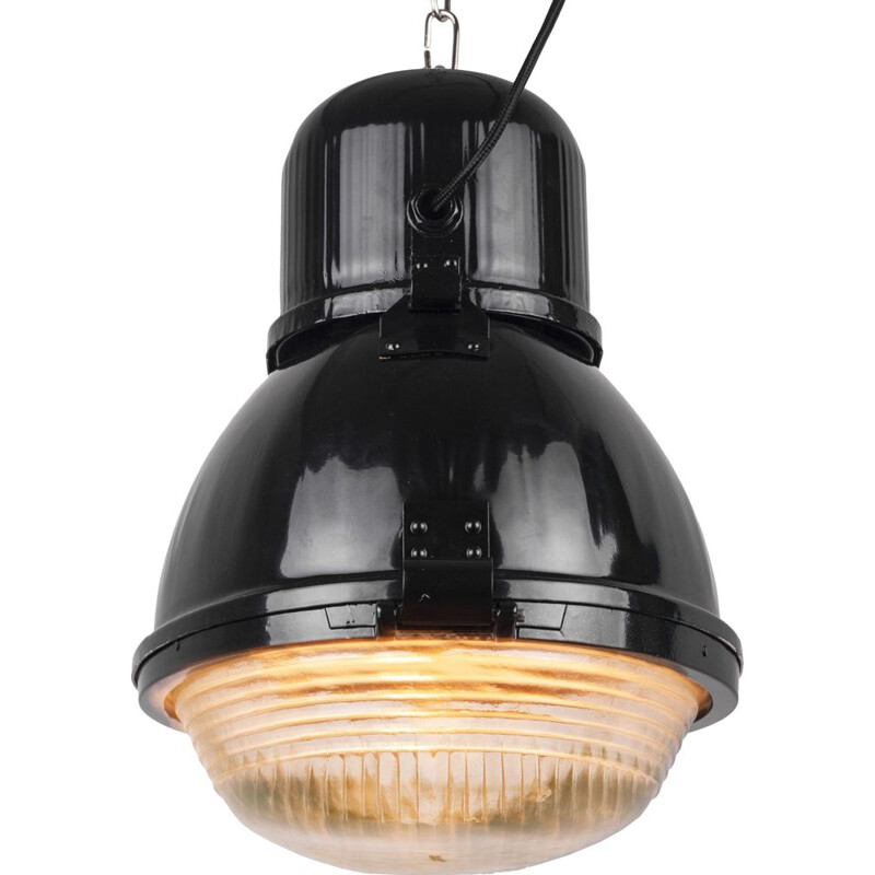 Vintage black pendant lamp by Mesko, Poland 1960