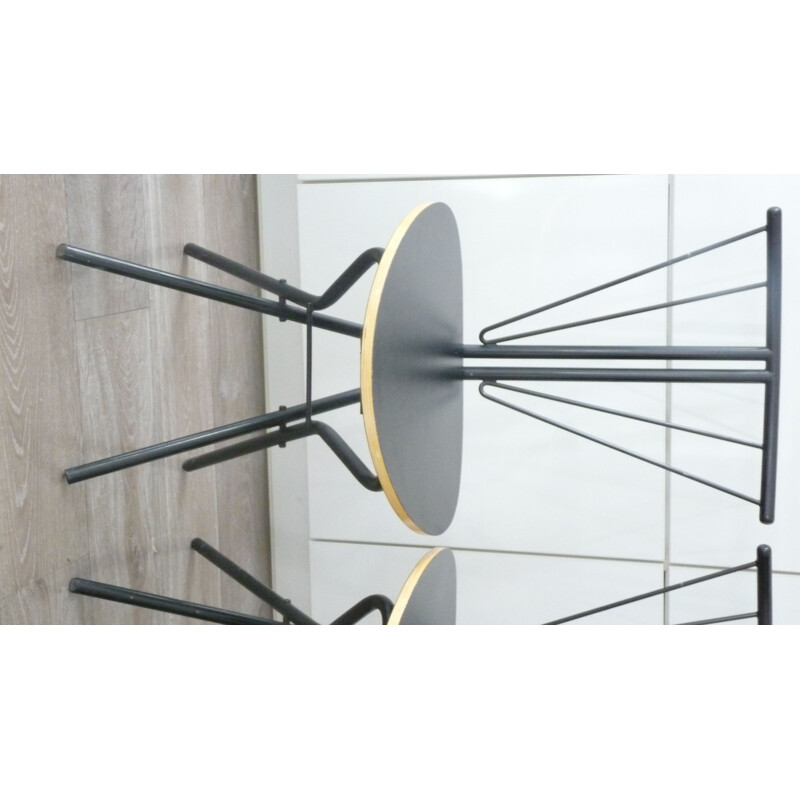 Conjunto de 3 sillas plegables belgas negras - 1970