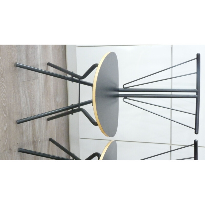 Set of 3 belgian black folding chairs - 1970s