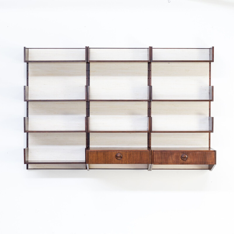 Vintage wall unit  rosewood and seagrass canvas by Marten Franckema for Fristho