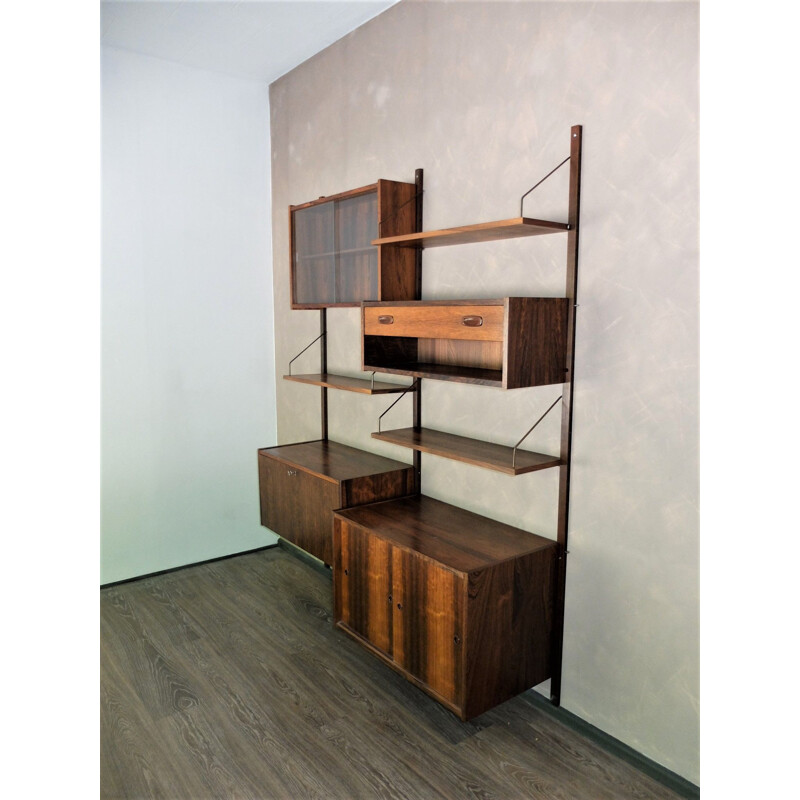 Vintage wall bookcase in rosewood