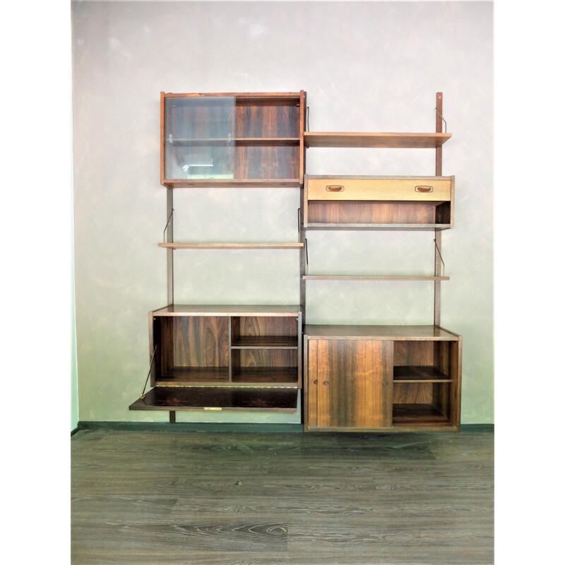 Vintage wall bookcase in rosewood