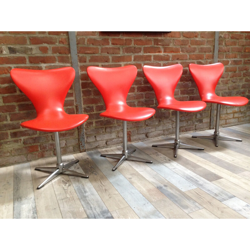 Vintage set of 4 swivelling chairs  