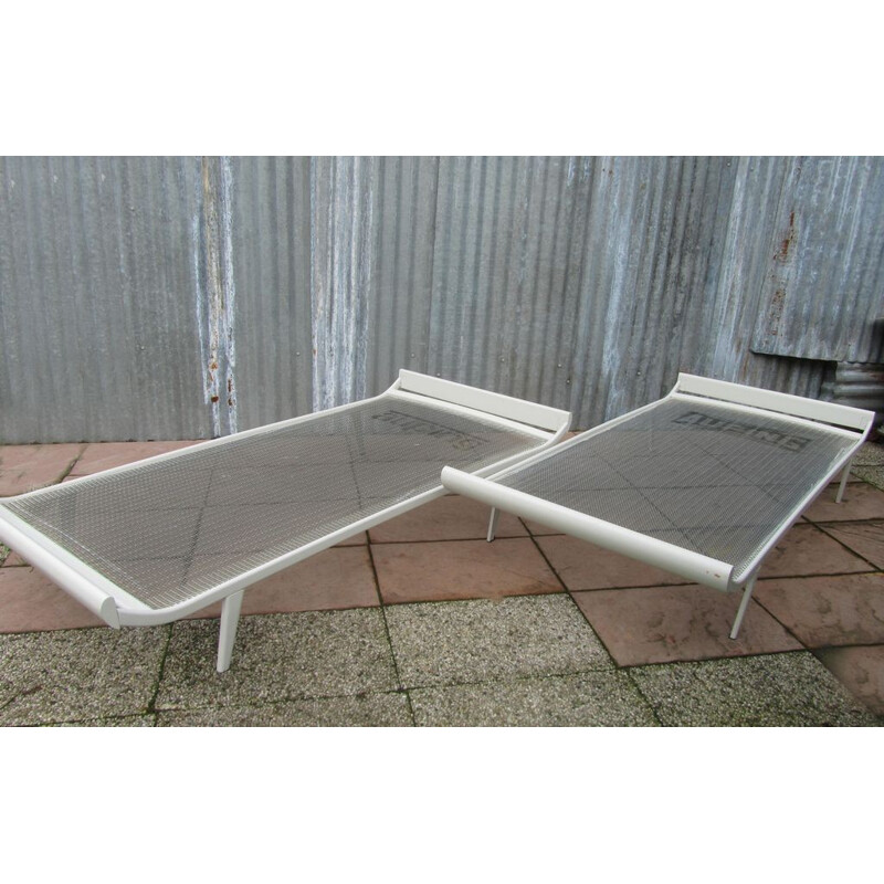 Pair of Cleopatra daybeds in metal and wood, Dick CORDEMEIJER - 1950s