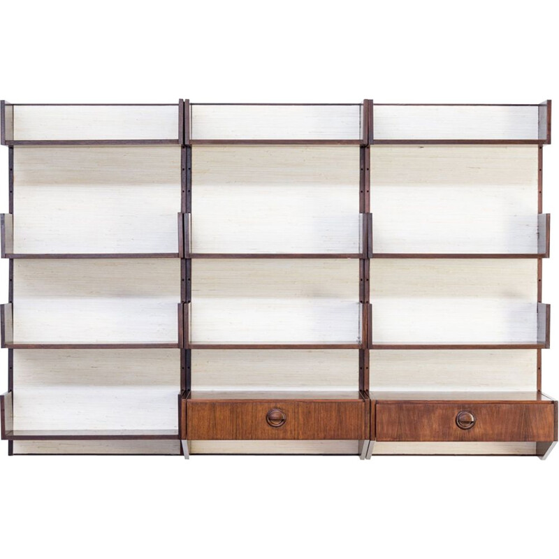 Vintage wall unit  rosewood and seagrass canvas by Marten Franckema for Fristho