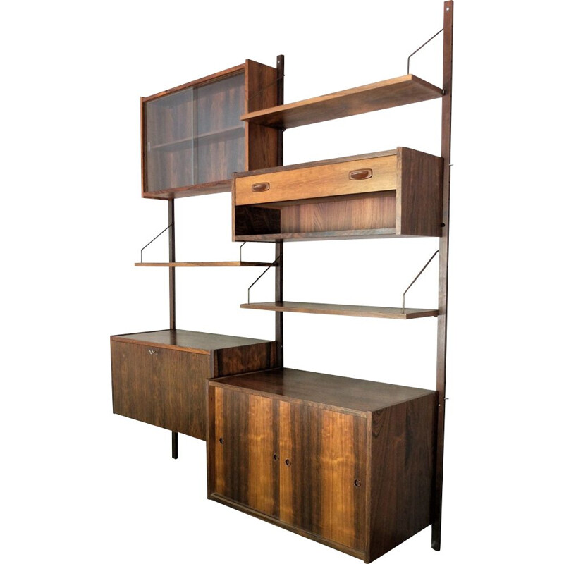 Vintage wall bookcase in rosewood