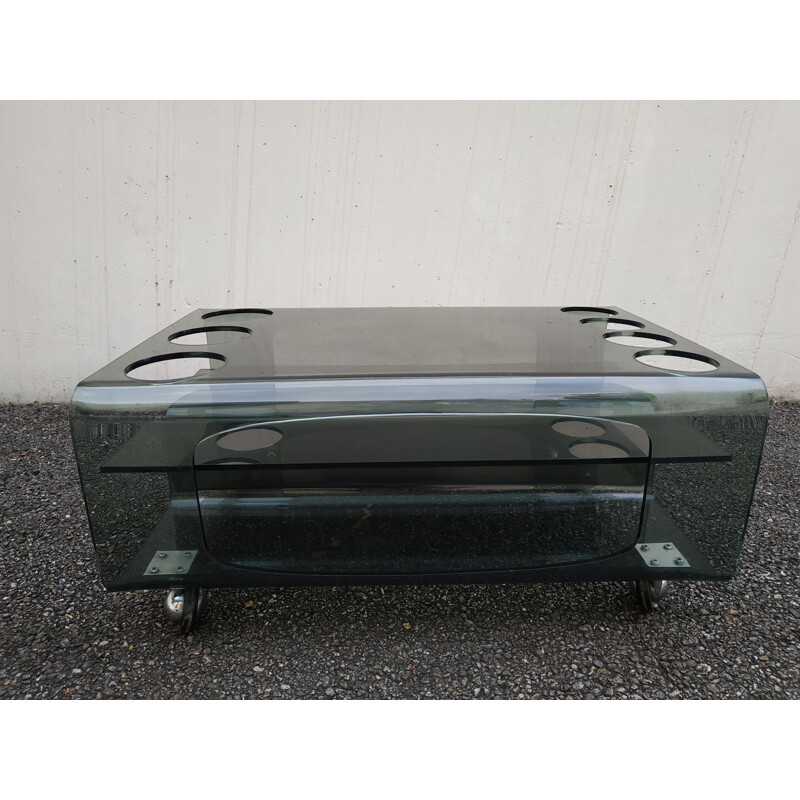 Black Vintage coffee table with wheels