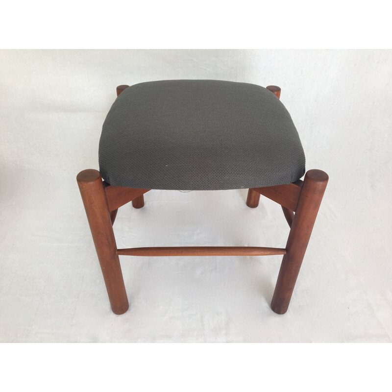 Set of 2 vintage Scandinavian stools in teak