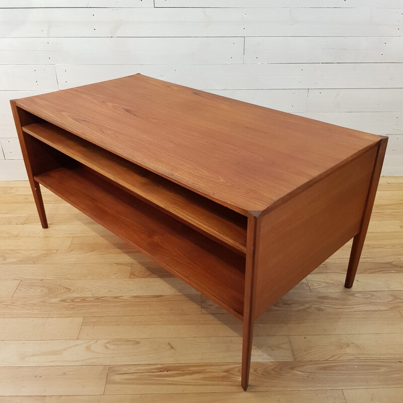 Vintage writing desk in teak by Wilhelm Renz