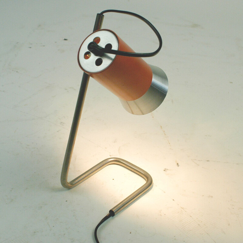 Vintage German orange table lamp in chrome 