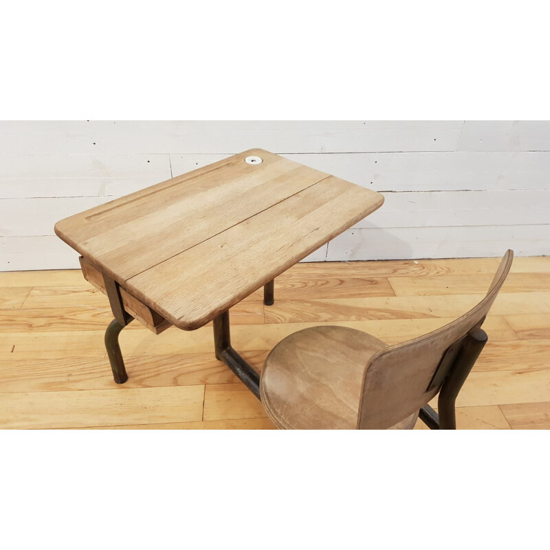 Vintage school desk by Jacques Hitier for Mobilor