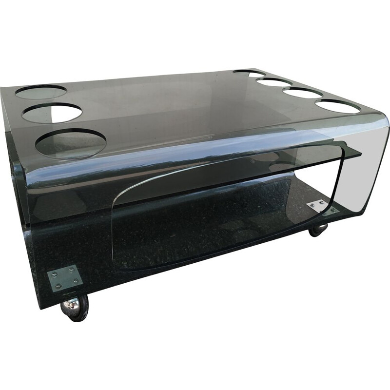 Table basse Vintage noire avec roues