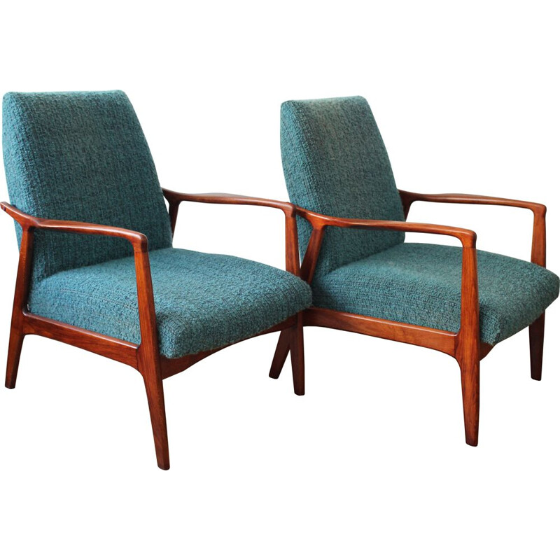 Set of 2 vintage German green amchairs