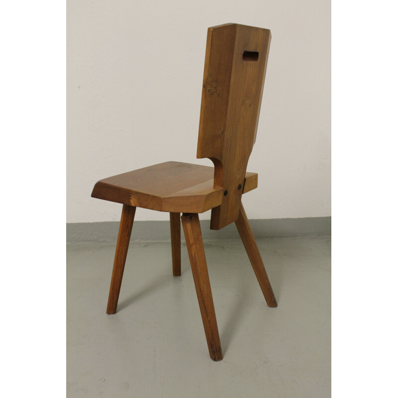 Set of 6 chairs "S28" in elm by Pierre Chapo