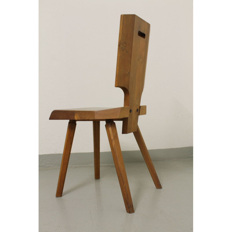 Set of 6 chairs "S28" in elm by Pierre Chapo