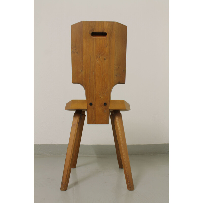 Set of 6 chairs "S28" in elm by Pierre Chapo