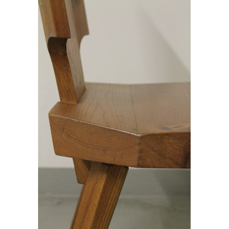 Set of 6 chairs "S28" in elm by Pierre Chapo