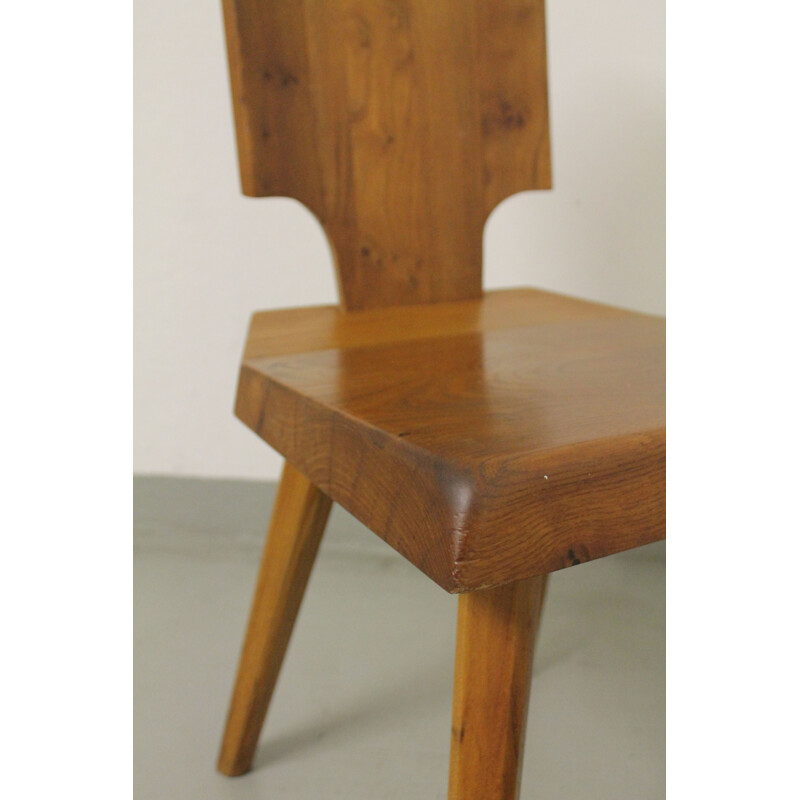 Set of 6 chairs "S28" in elm by Pierre Chapo