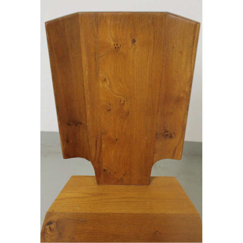 Set of 6 chairs "S28" in elm by Pierre Chapo