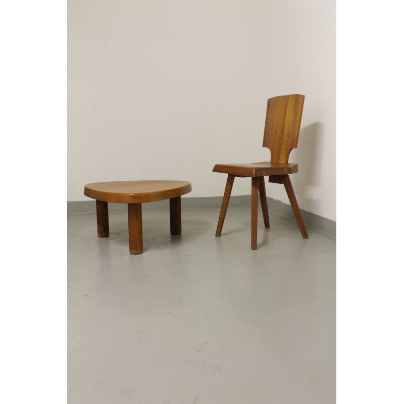 Set of 6 chairs "S28" in elm by Pierre Chapo