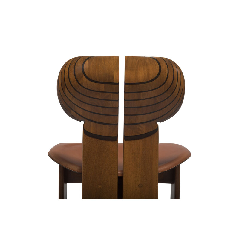 Suite de 6 chaises africaines en cuir cognac par Afra & Tobia Scarpa