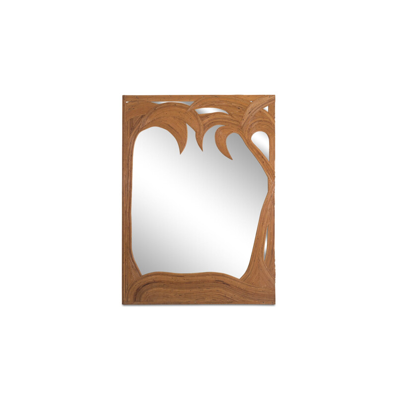 Suite de 2 miroirs vintage en bambou 
