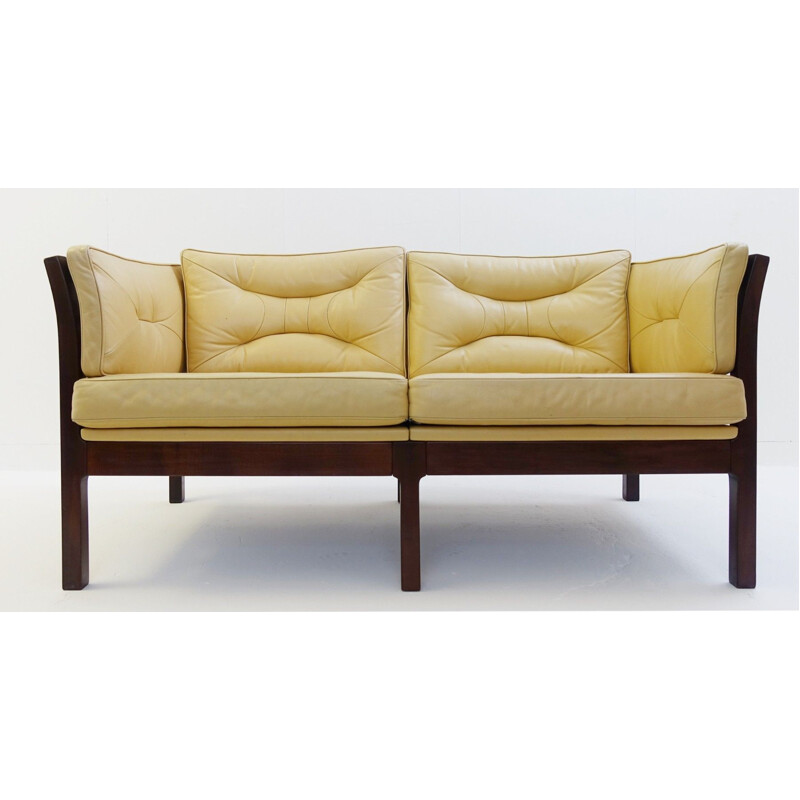 Vintage Scaninavian 2-seater sofa in white leather